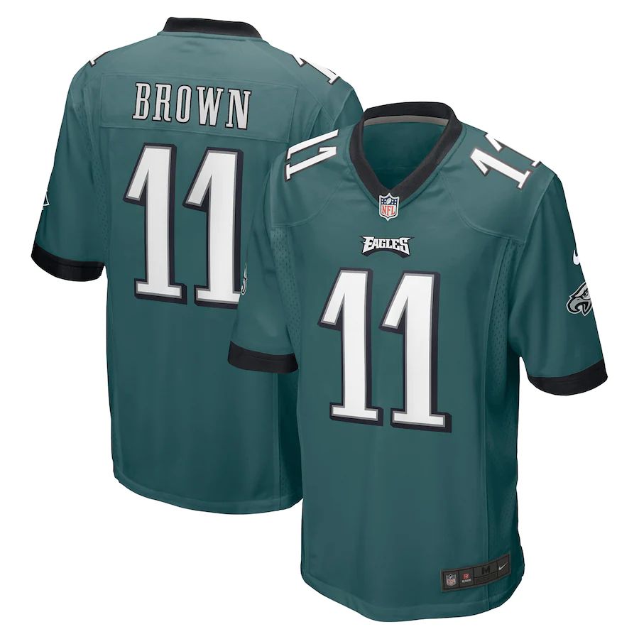 Men Philadelphia Eagles 11 A J Brown Nike Midnight Green Player Game NFL Jersey
